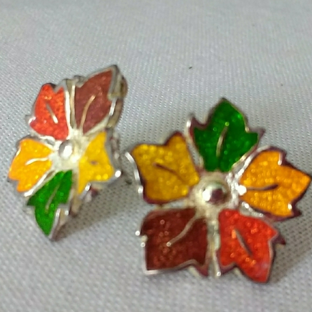 Vintage Colourful Leaf Earrings 3/$20